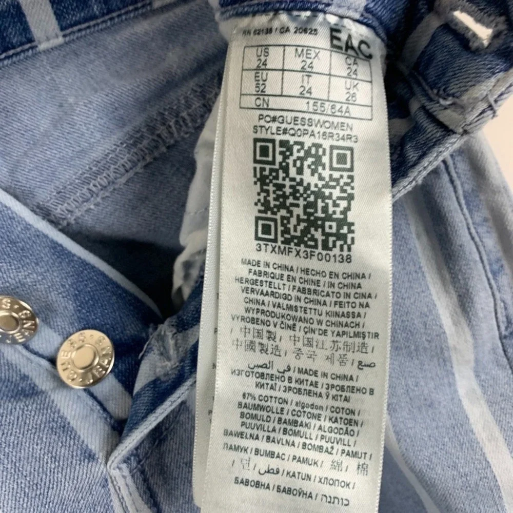 Guess Womens Jeans Striped High Rise Button Fly Skinny 24 Y2K - Picture 9 of 10